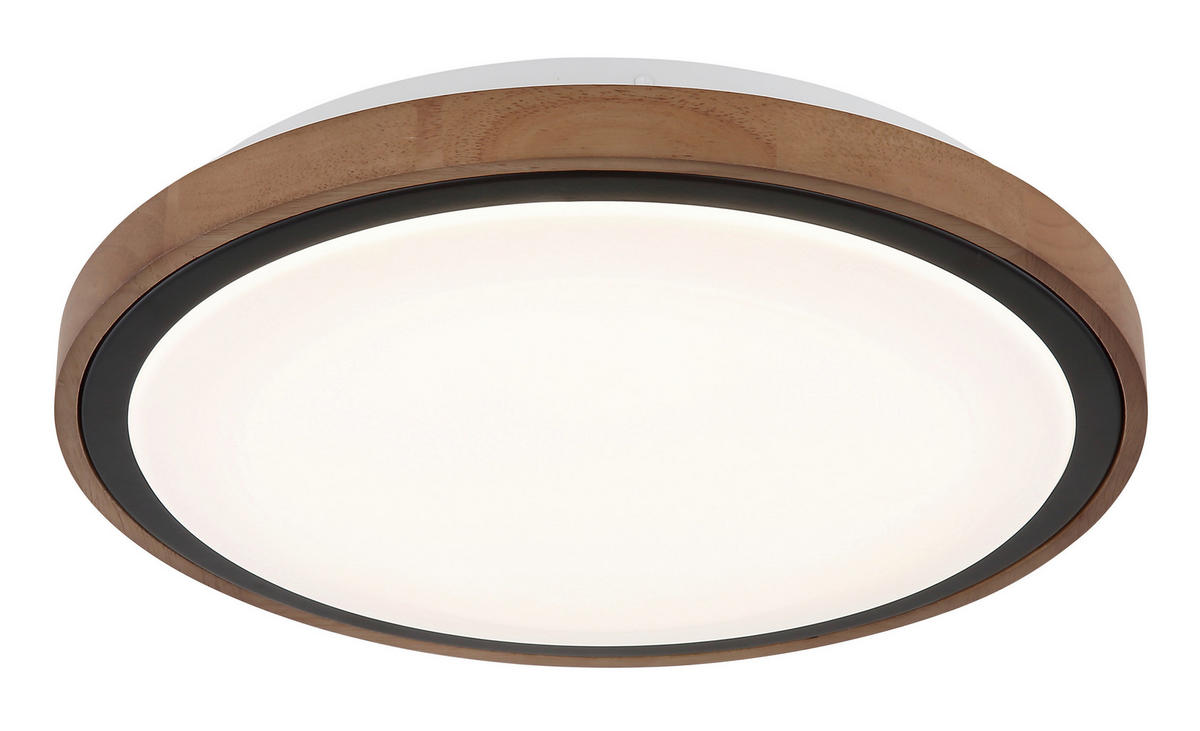 GLOBO LED-Deckenleuchte Opal schwarz braun Metall Holz Acryl H/D: ca. 9,5x38 cm BRUNO - braun/schwarz (38,00/9,50cm) - GLOBO
