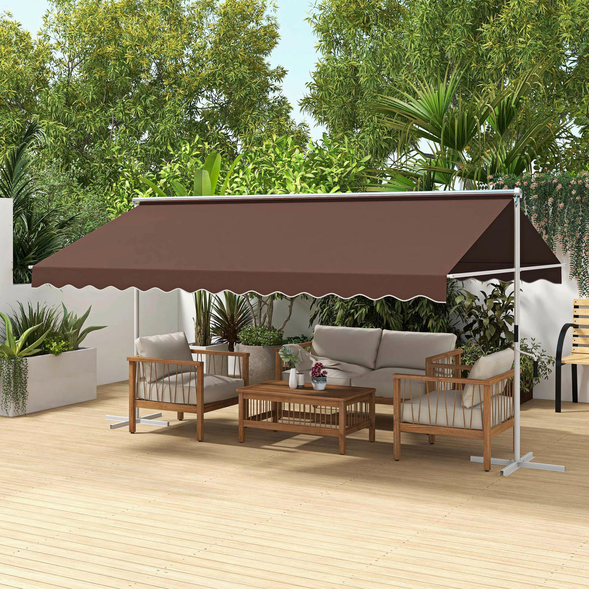 Outsunny Standmarkise kaffee B/H/L: ca. 340x255x450 cm Standmarkise - kaffee (450,00/340,00/255,00cm) - Outsunny