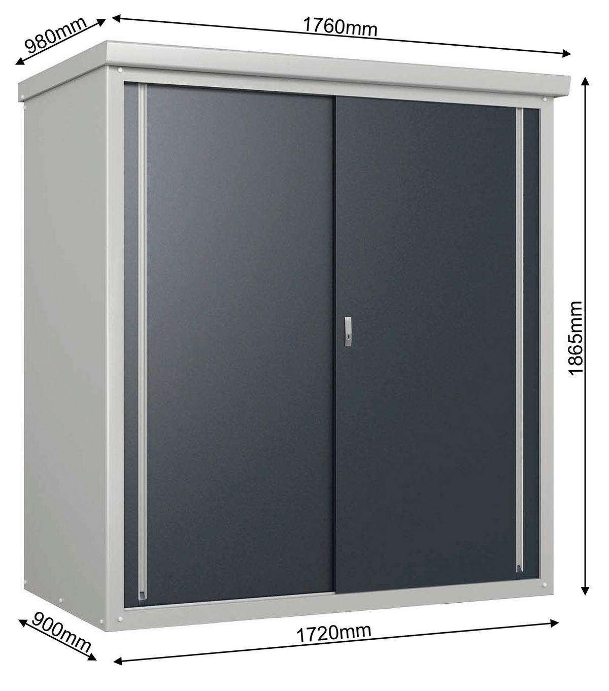 Trimetals Gartenschrank Guardian anthrazit Metall B/H/T: ca. 172x187x90 cm Guardian - anthrazit (172,00/187,00/90,00cm) - Trimetals