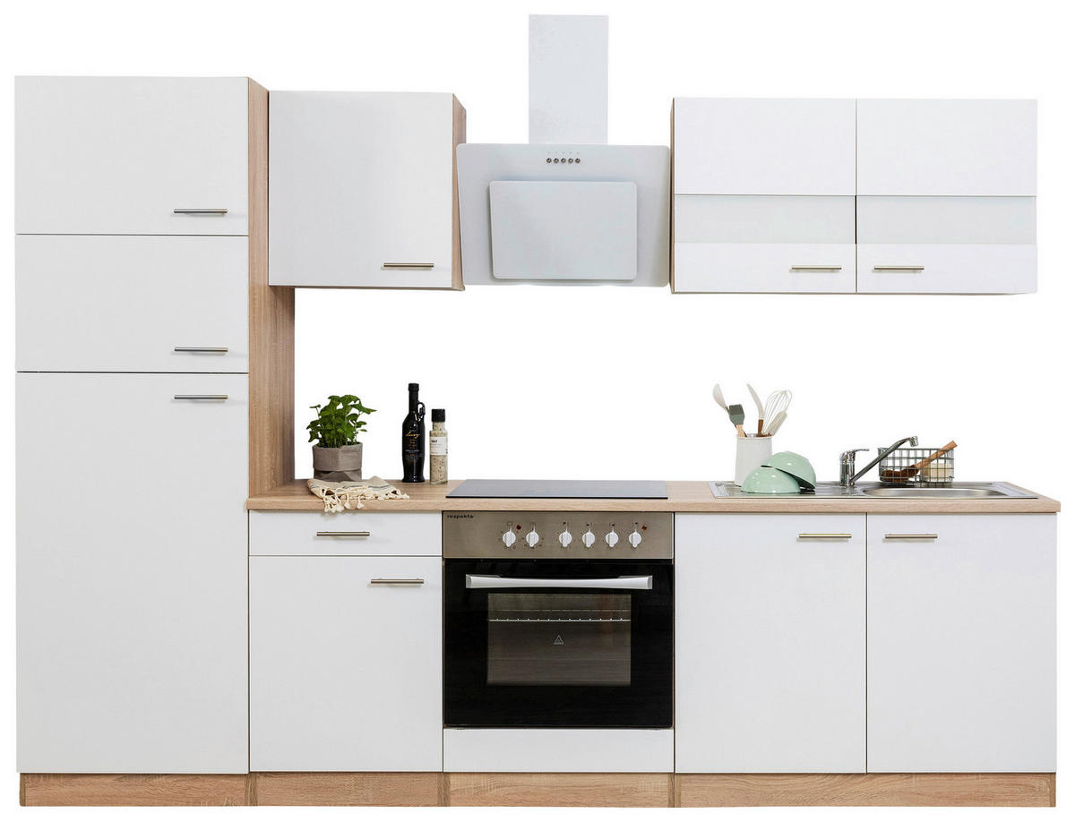 Respekta Küchenblock Economy weiß B/H/T: ca. 270x200x60 cm Economy - Eiche/weiß (270,00/200,00/60,00cm) - Respekta