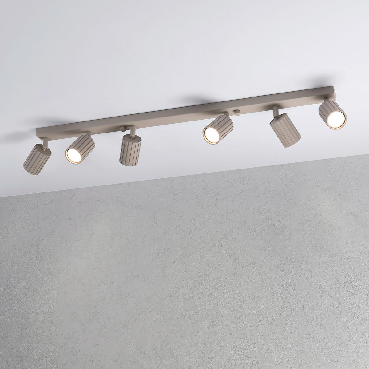 Lamkur Strahler beige Stahl B/H/L: ca. 6,5x16,5x117 cm 6 Brennstellen Prisma - beige (117,00/6,50/16,50cm) - Lamkur