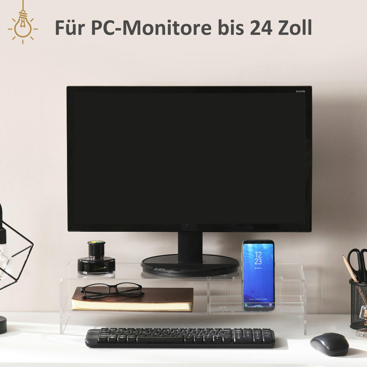 HOMCOM Monitorständer transparent Monitorständer - transparent (12,00/19,00/50,80cm) - HOMCOM