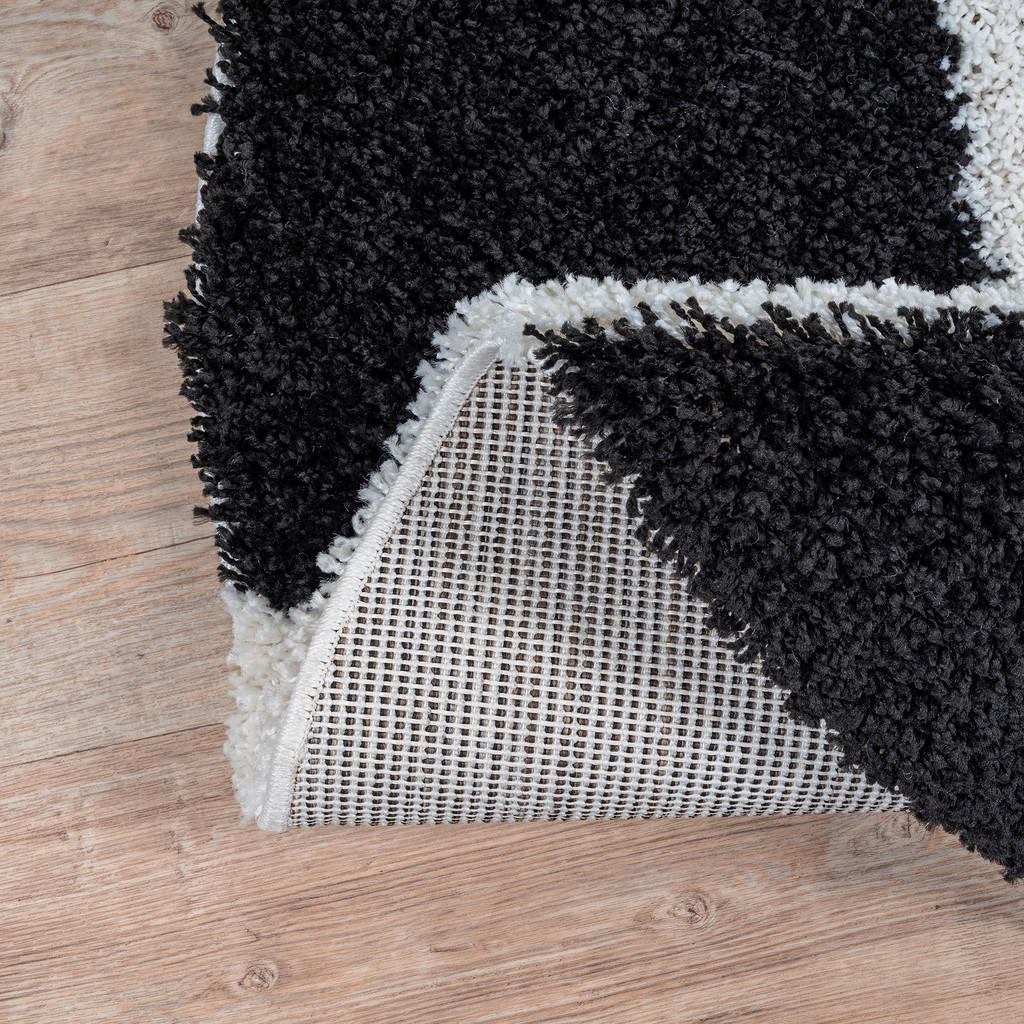 Thumbnail - Sanat Hochflorteppich MILANO schwarz D: ca. 120 cm