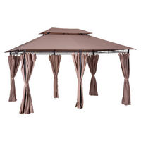 Outsunny Gartenpavillon braun Stahl B/H/L: ca. 300x265x400 cm Gartenpavillon - braun (400,00/300,00/265,00cm) - Outsunny