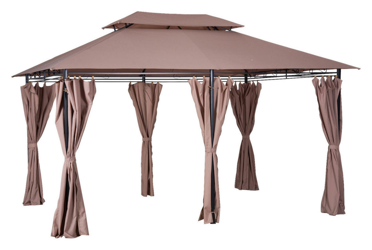 Outsunny Gartenpavillon braun Stahl B/H/L: ca. 300x265x400 cm Gartenpavillon - braun (400,00/300,00/265,00cm) - Outsunny