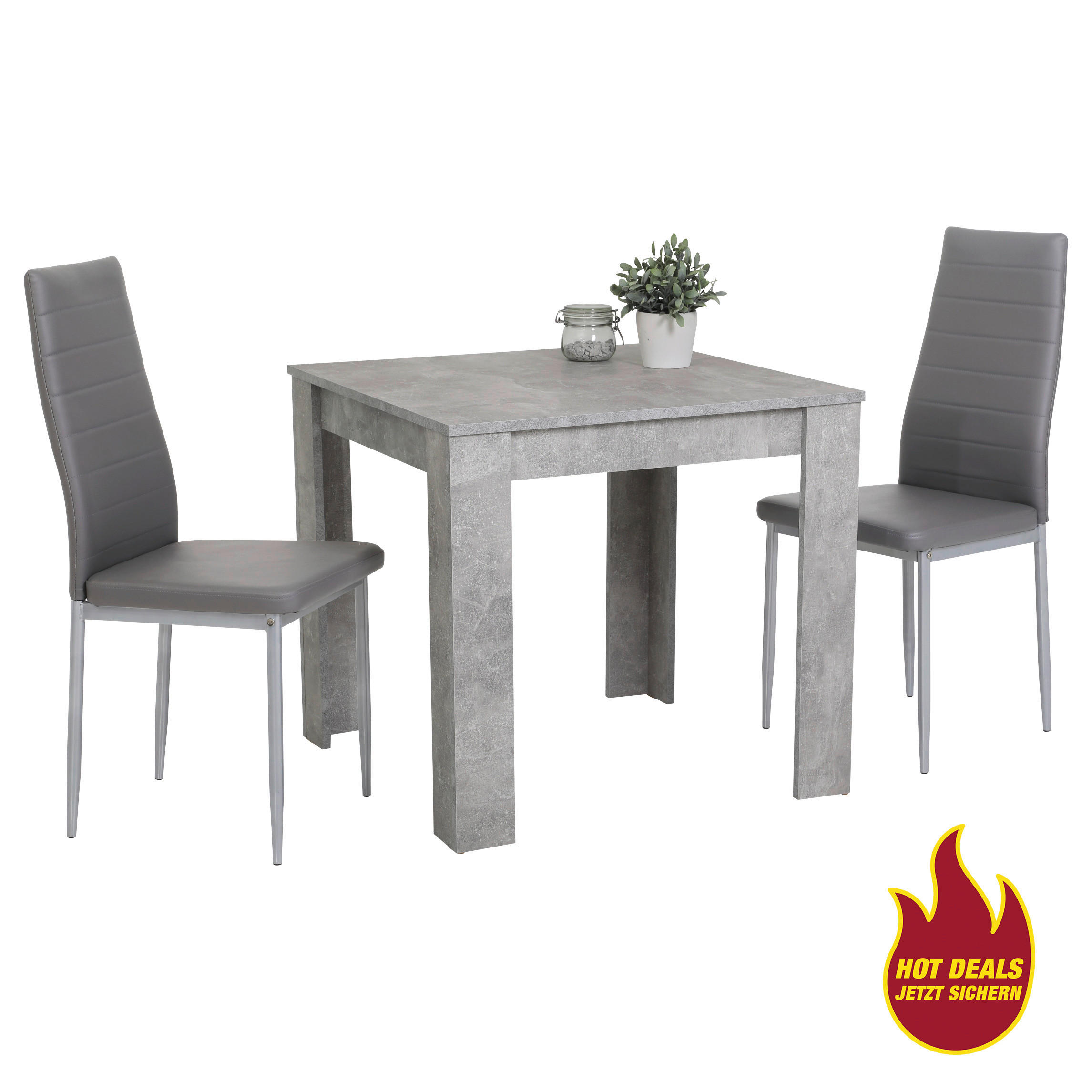 Tischgruppe duo grau Beton Optik B/H/T: ca. 80x75x80 cm duo - Alu/grau (80,00/75,00/80,00cm)