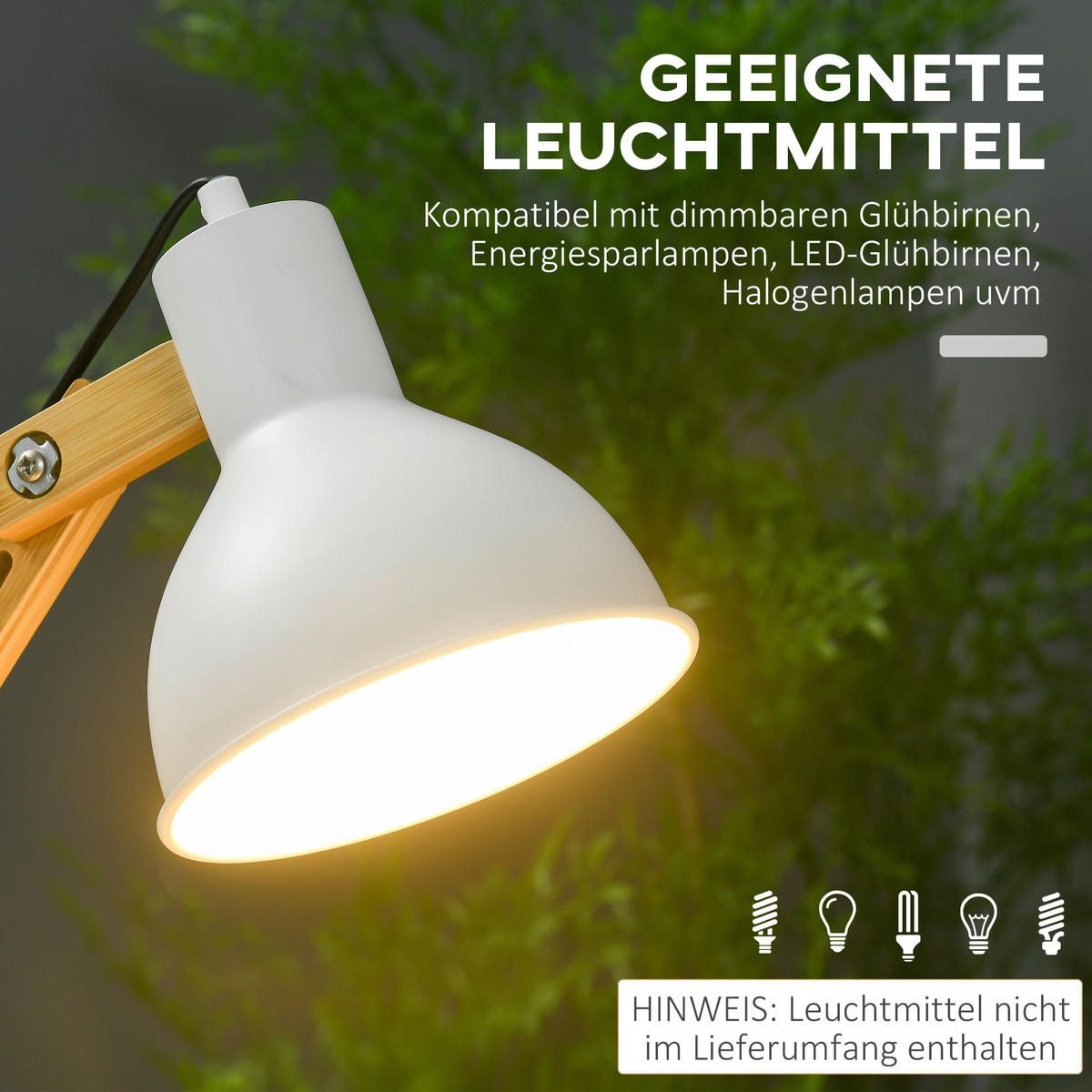 HOMCOM Schreibtischleuchte Schreibtischlampe - weiß (50,00/15,50/36,00cm) - HOMCOM