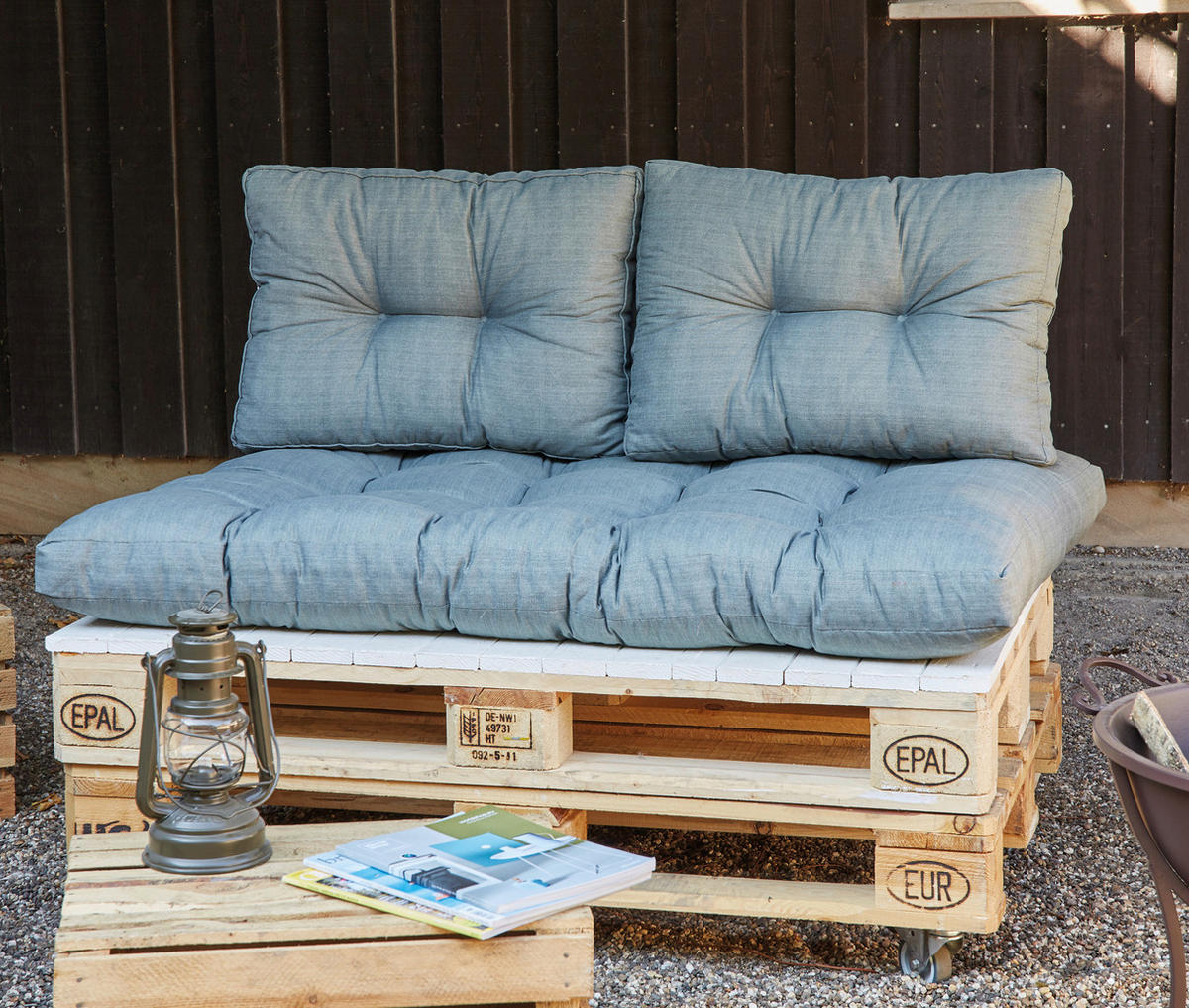 Madison Auflage Basic grau Baumwolle B/H/L: ca. 120x12x80 cm Basic - grau (80,00/120,00/12,00cm) - Madison