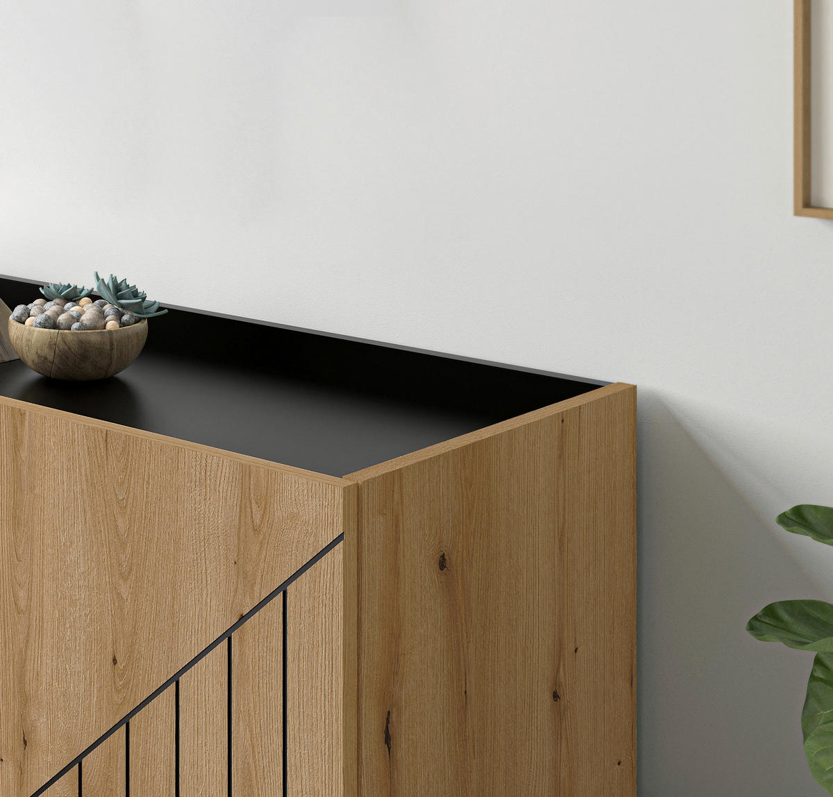 Kommode Neo Evoke Oak Nachbildung schwarz B/H/T: ca. 80x91x40 cm Neo - schwarz (80,00/91,00/40,00cm) - xonox.home