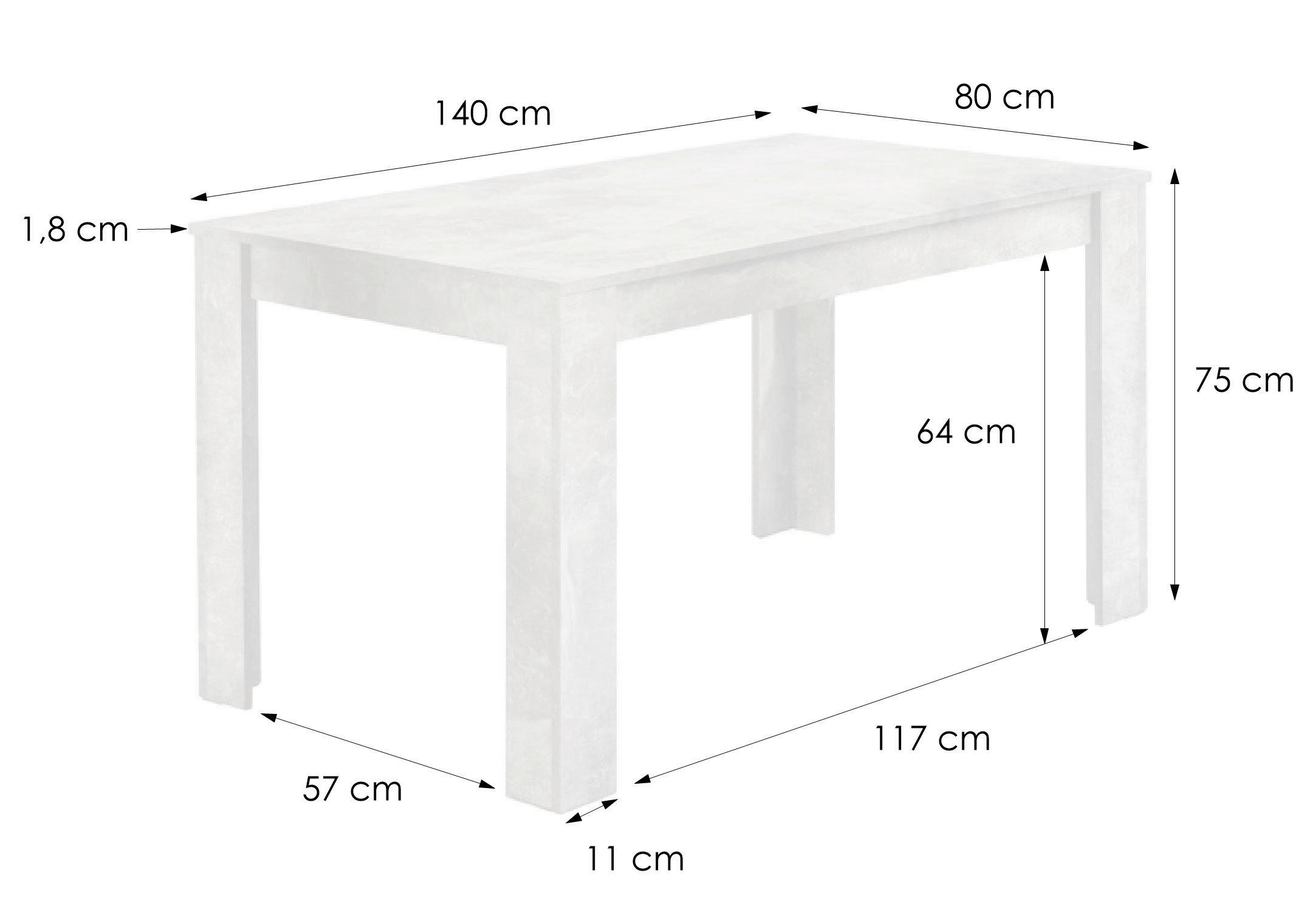 Tisch NEPAL Eiche Nachbildung B/H/T: ca. 140x75x80 cm NEPAL - Eiche (140,00/75,00/80,00cm) - byLIVING