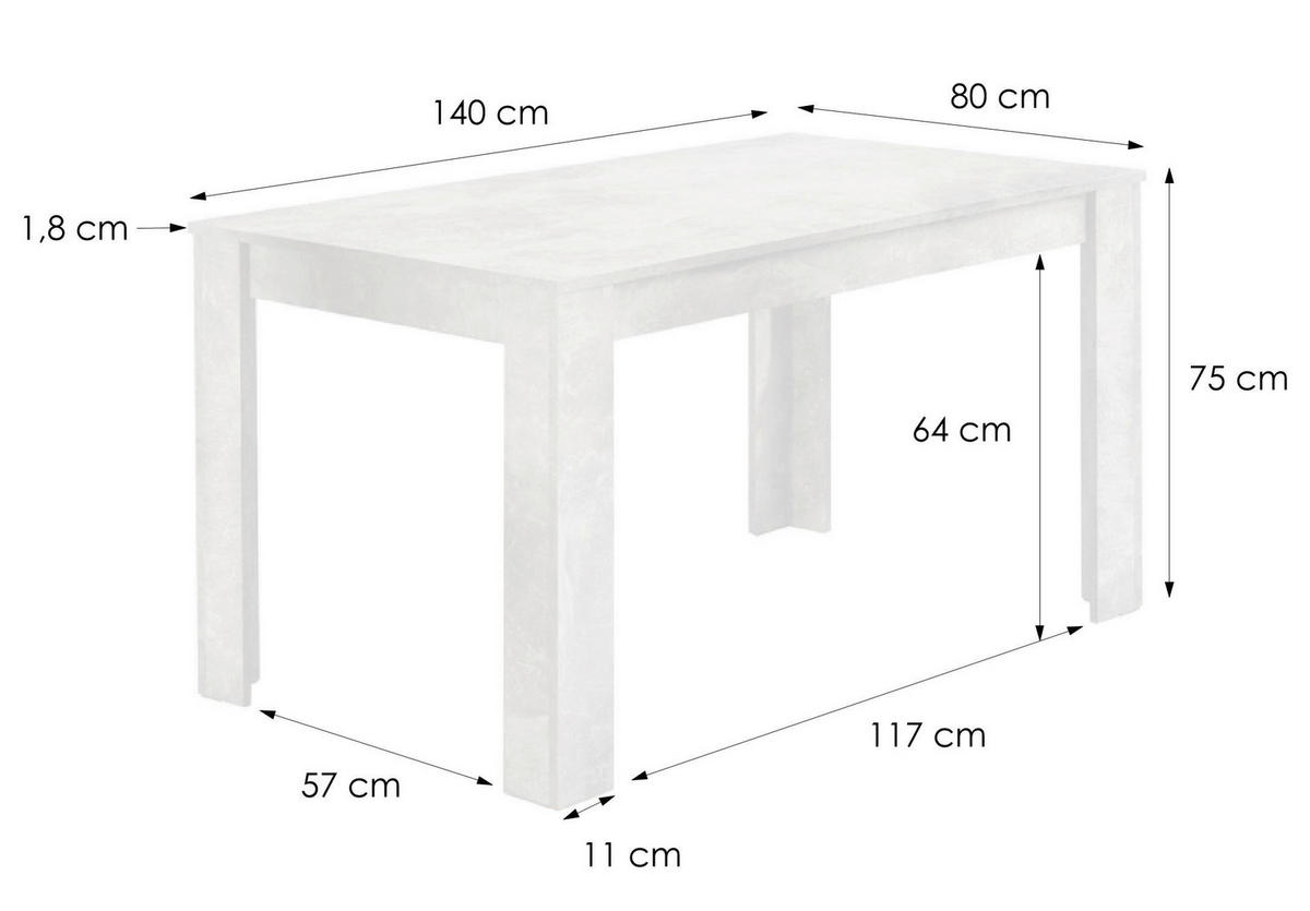 Tisch NEPAL Eiche Nachbildung B/H/T: ca. 140x75x80 cm NEPAL - Eiche (140,00/75,00/80,00cm) - byLIVING