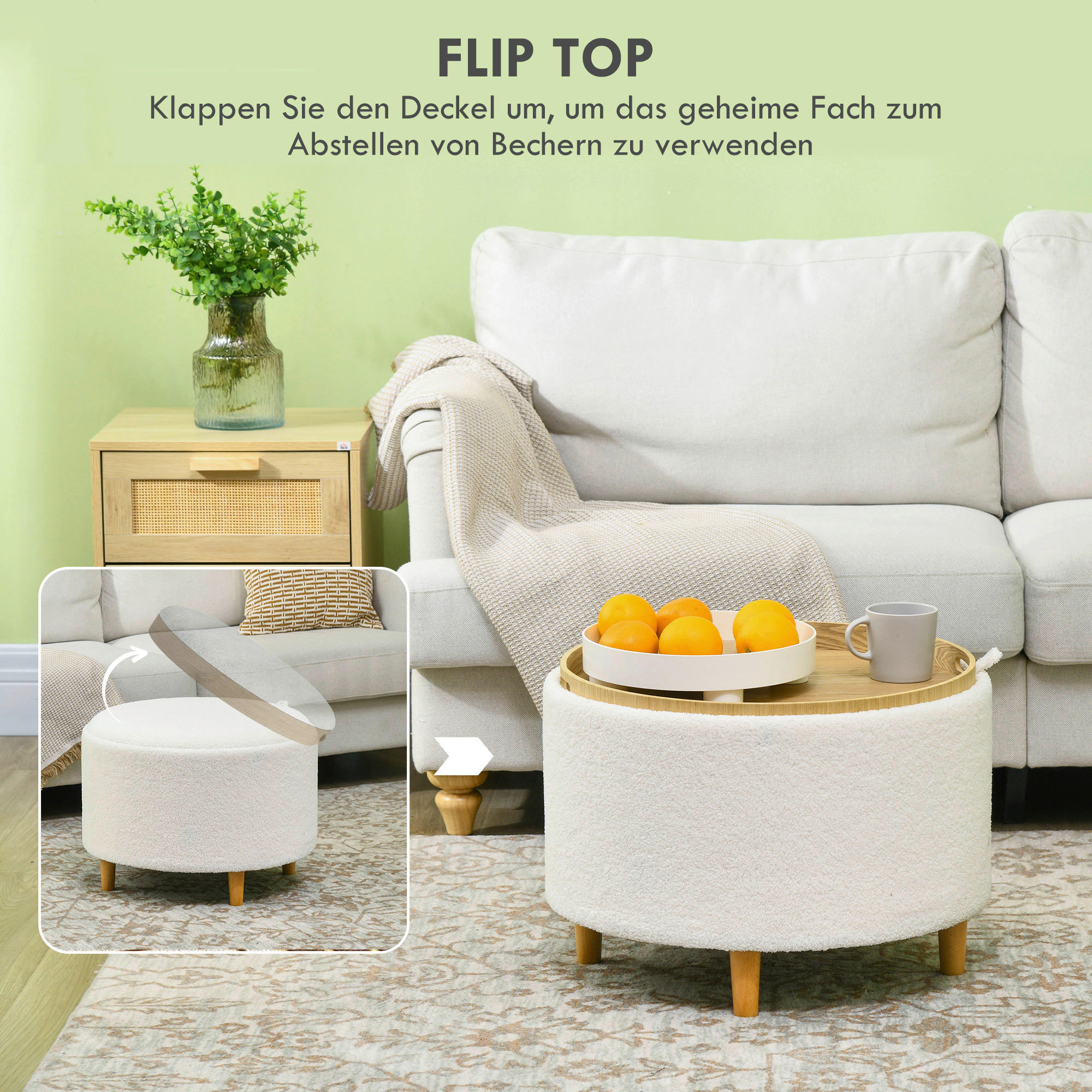 HOMCOM Hocker weiß B/H/L: ca. 56x56x42 ...