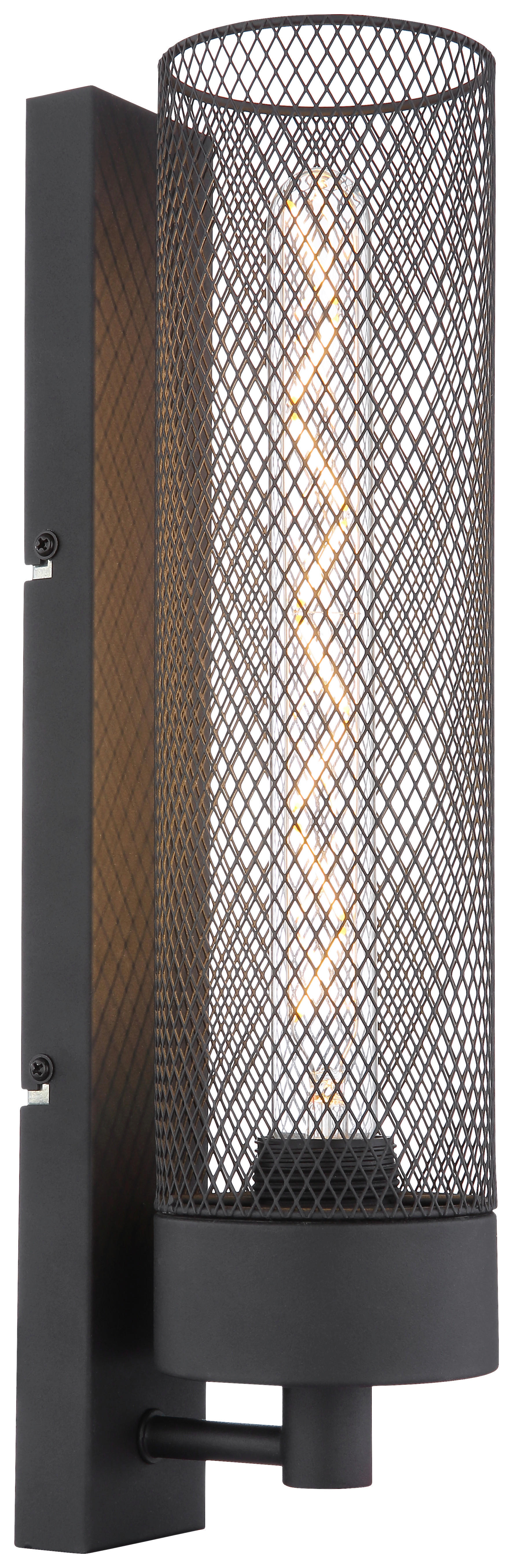 GLOBO Wandleuchte mattschwarz Metall B/H: ca. 9,5x41 cm E27 1 Brennstellen HANS - mattschwarz (9,50/41,00cm) - GLOBO