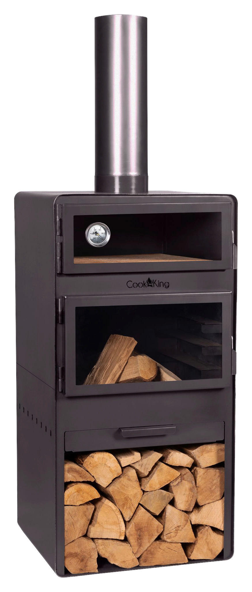 CookKing Terrassenofen Vento Plus schwarz Stahl B/H/L: ca. 50x150x50 cm Vento Plus - schwarz (50,00/50,00/150,00cm) - CookKing