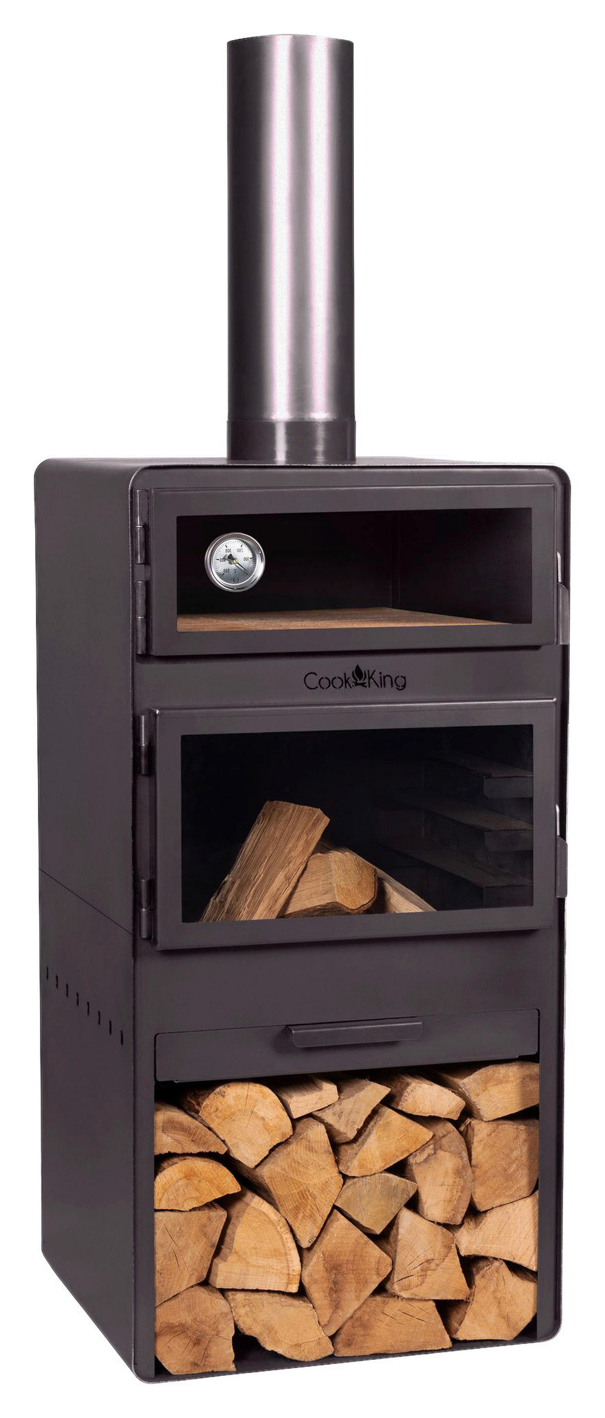 CookKing Terrassenofen Vento Plus schwarz Stahl B/H/L: ca. 50x150x50 cm Vento Plus - schwarz (50,00/50,00/150,00cm) - CookKing