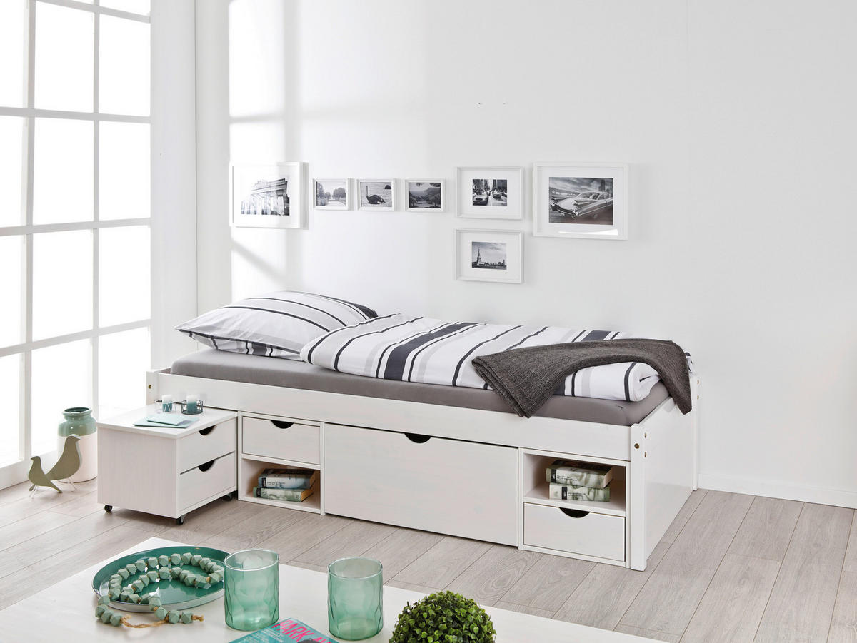 Funktionsbett Till weiß Liegefläche B/L: ca. 90x200 cm Till - weiß (96,00/48,00/209,00cm) - Inter Link