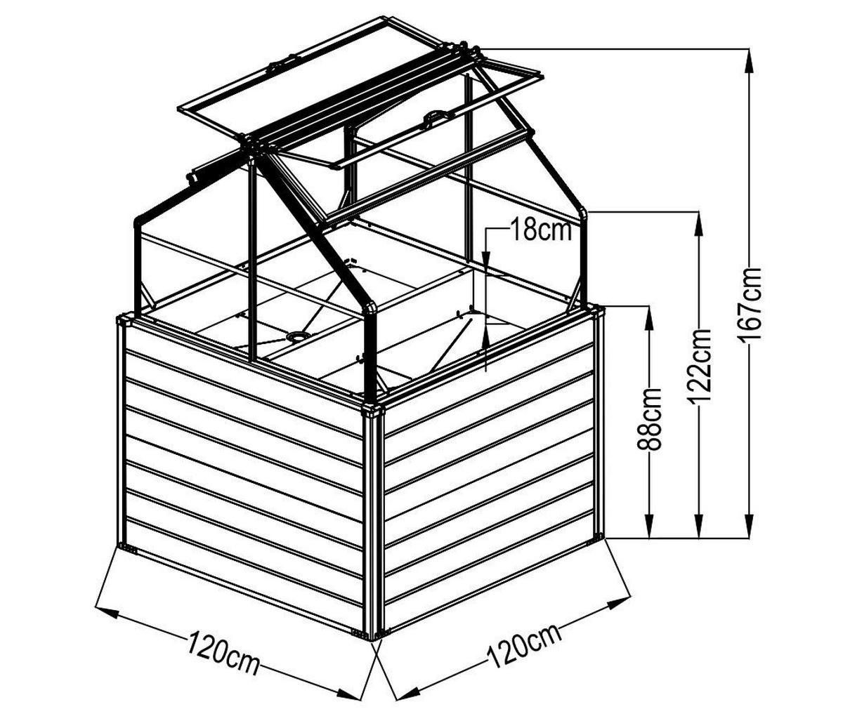 Westmann Hochbeet Store & Grow anthrazit Metall B/H/L: ca. 120x169x120 cm Store & Grow - anthrazit (120,00/120,00/169,00cm) - Westmann