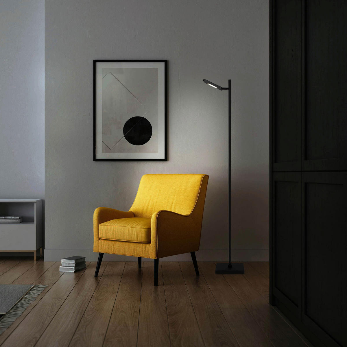 Näve Leuchten LED-Stehleuchte schwarz Metall B/H/T: ca. 26,6x135x20 cm LUPA - schwarz (26,60/135,00/20,00cm) - Näve Leuchten