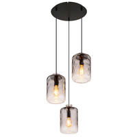 GLOBO Pendelleuchte schwarz klar Metall H/D: ca. 120x47 cm E27 3 Brennstellen DARINA - klar/schwarz (47,00/120,00cm) - GLOBO