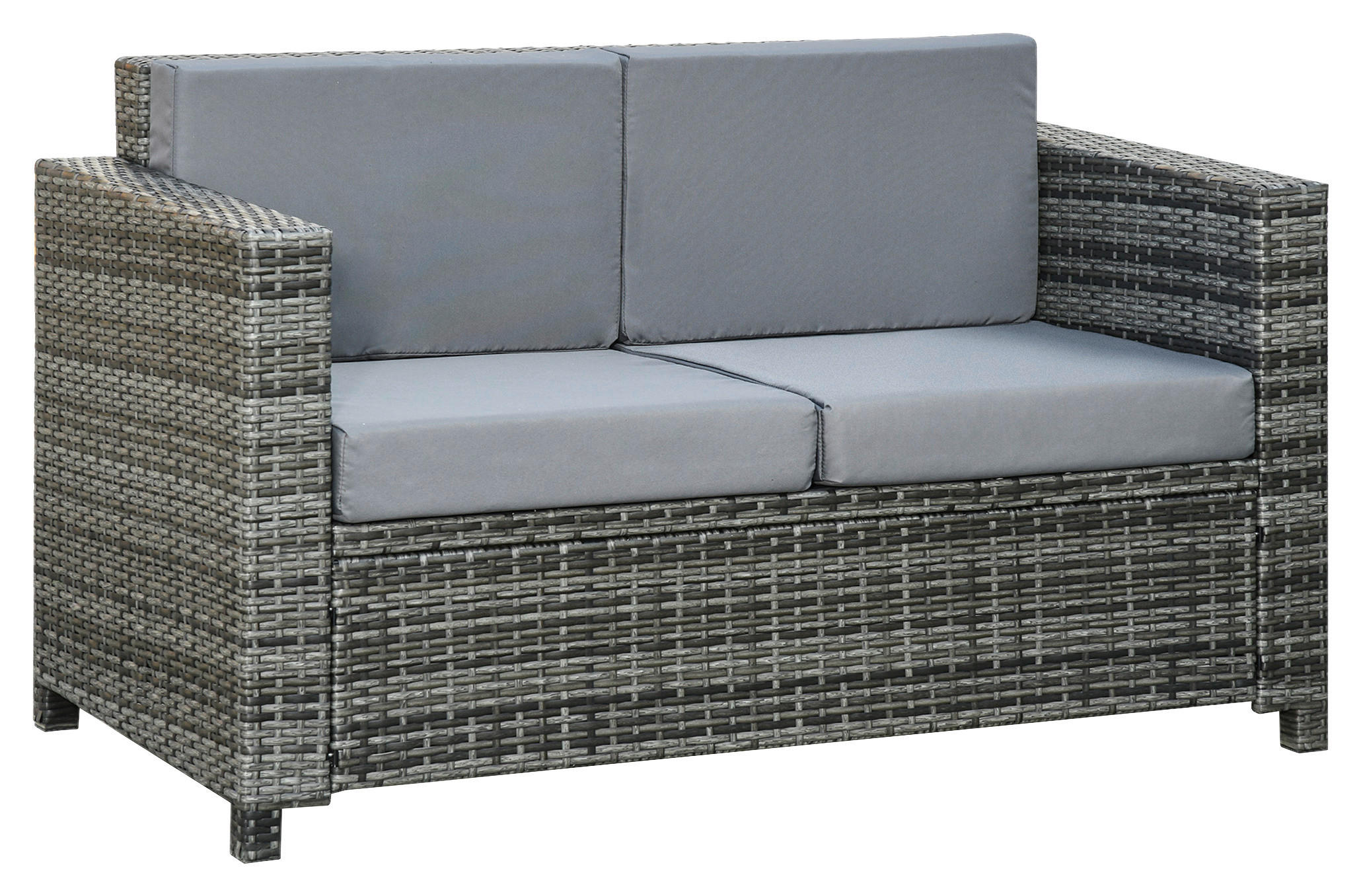 Outsunny Gartensofa grau Polyrattan B/H/L: ca. 70x130x80 cm Rattan_Sofa - grau (80,00/70,00/130,00cm) - Outsunny
