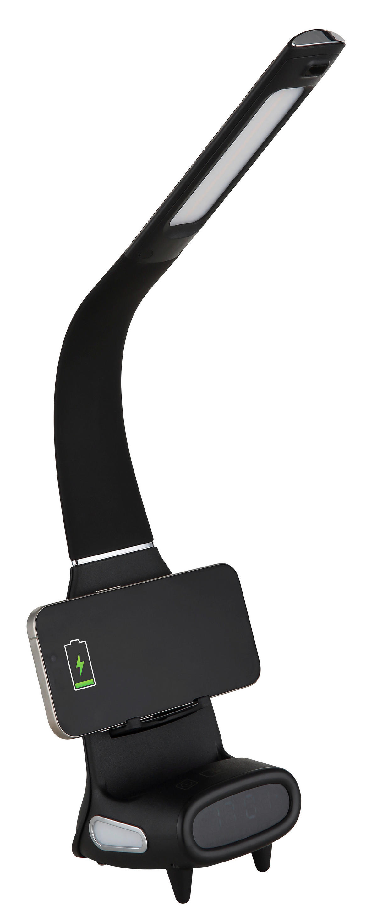 GLOBO Tischleuchte Satiniert schwarz Chrom PVC Kunststoff B/H/L: ca. 10x50x25 cm 1 Brennstellen MALIK - schwarz/Satiniert (25,00/10,00/50,00cm) - GLOBO