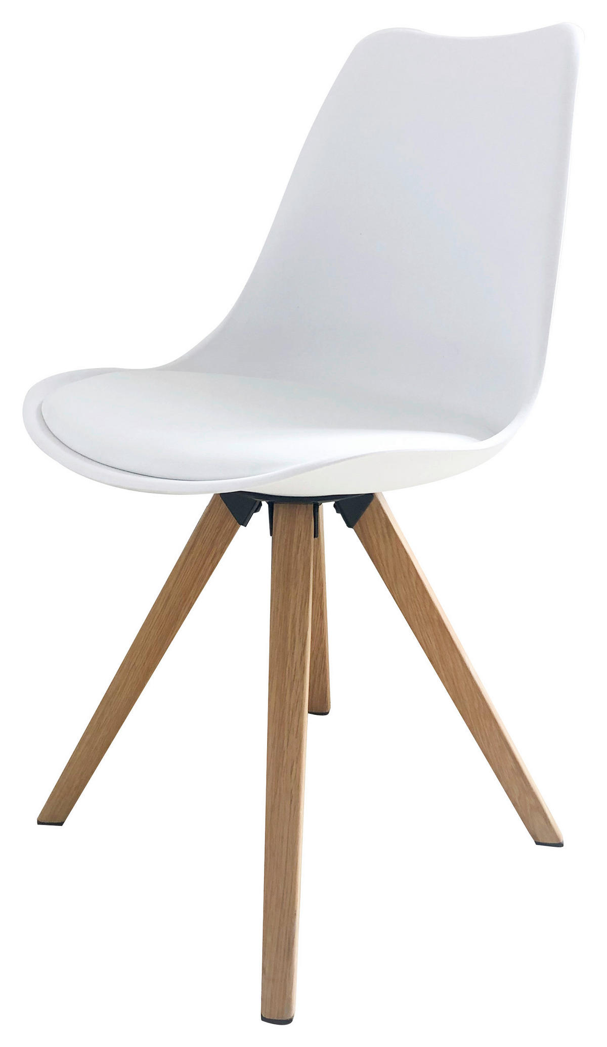 Stuhl KIRA  2er-Set weiß weiß Eiche Kunststoff Kunstleder Metall B/H/T: ca. 48x86x55,5 cm KIRA  2er-Set - Eiche/weiß (48,00/86,00/55,50cm) - byLIVING