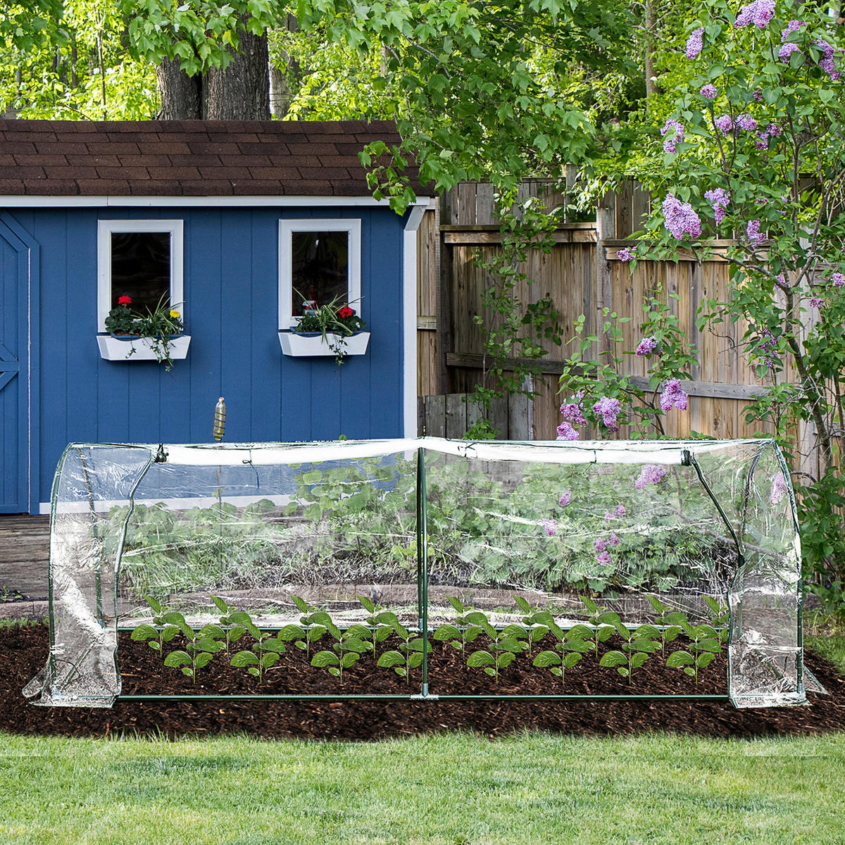 Outsunny Folientunnel B/H/L: ca. 100x80x250 cm Folientunnel 845-305 - grün/transparent (250,00/100,00/80,00cm) - Outsunny