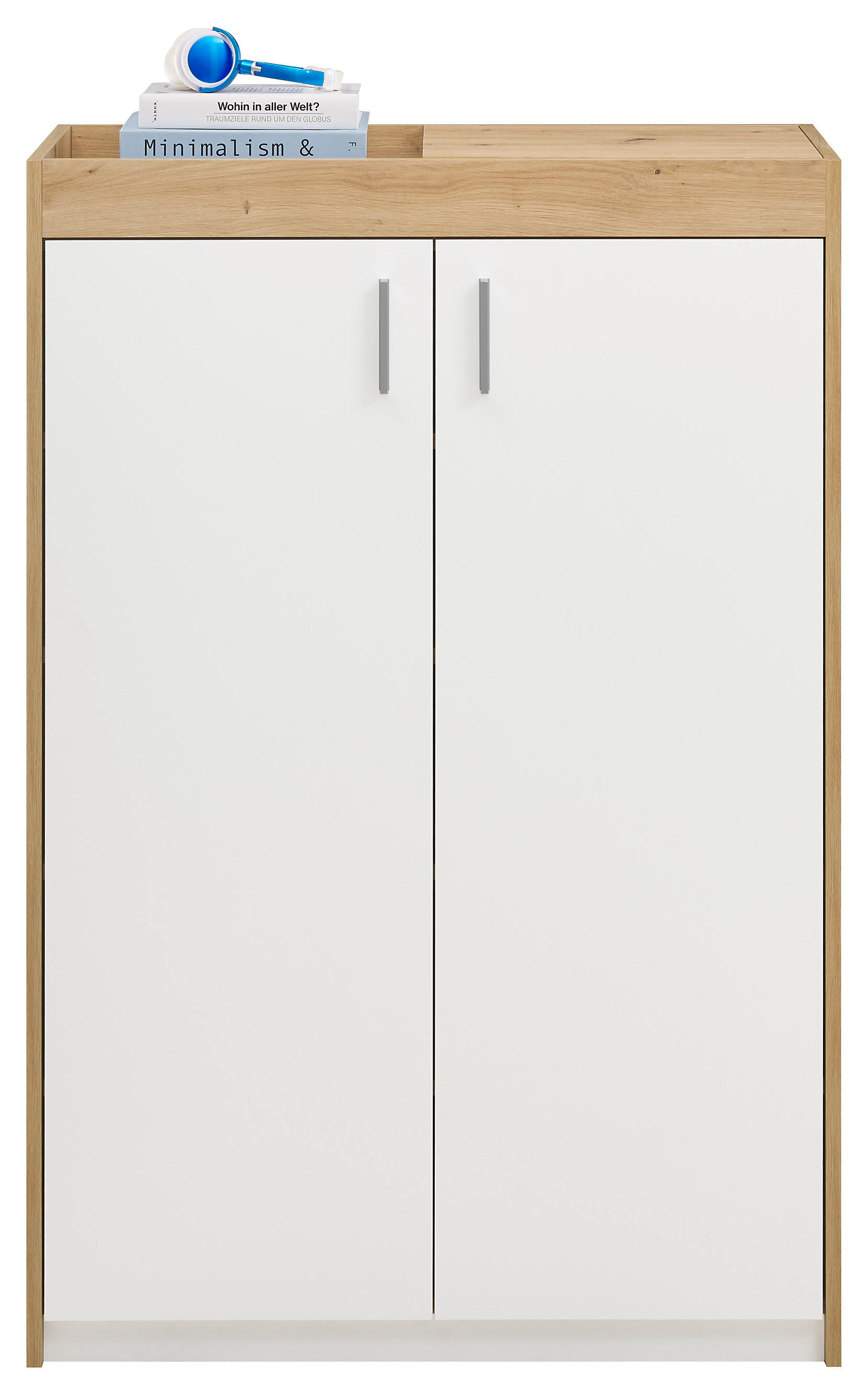 Schuhkommode Paris Eiche Sonoma Nachbildung weiß B/H/T: ca. 84x126x38 cm Paris - Eiche/weiß (84,00/126,00/38,00cm)