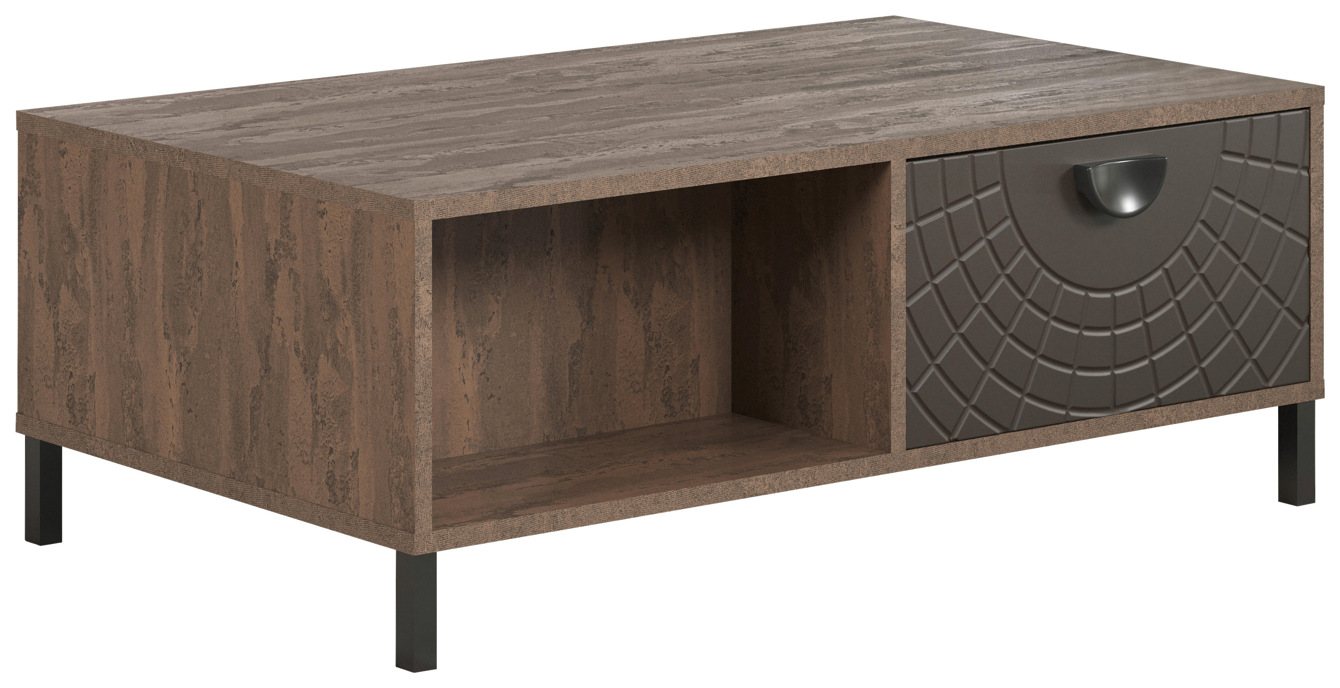 Couchtisch Fusion Eiche dunkel Nachbildung bronze Optik B/H/T: ca. 110x37x60 cm Fusion - Eiche/bronze (110,00/37,00/60,00cm)