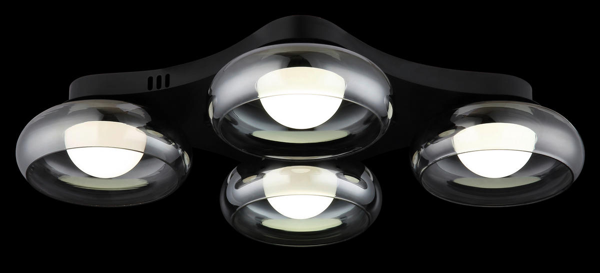 GLOBO Deckenleuchte Opal Rauch schwarz Metall Glas Acryl B/H/L: ca. 46x10x65 cm 1 Brennstellen CARLENE - schwarz/Opal (65,00/46,00/10,00cm) - GLOBO