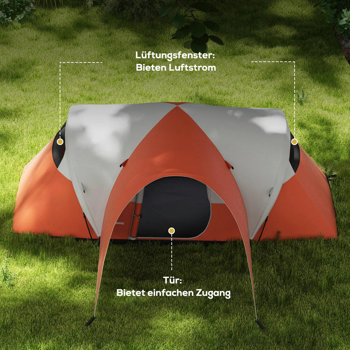 Outsunny Campingzelt B/H/L: ca. 300x198x550 cm Campingzelt - orange (550,00/300,00/198,00cm) - Outsunny
