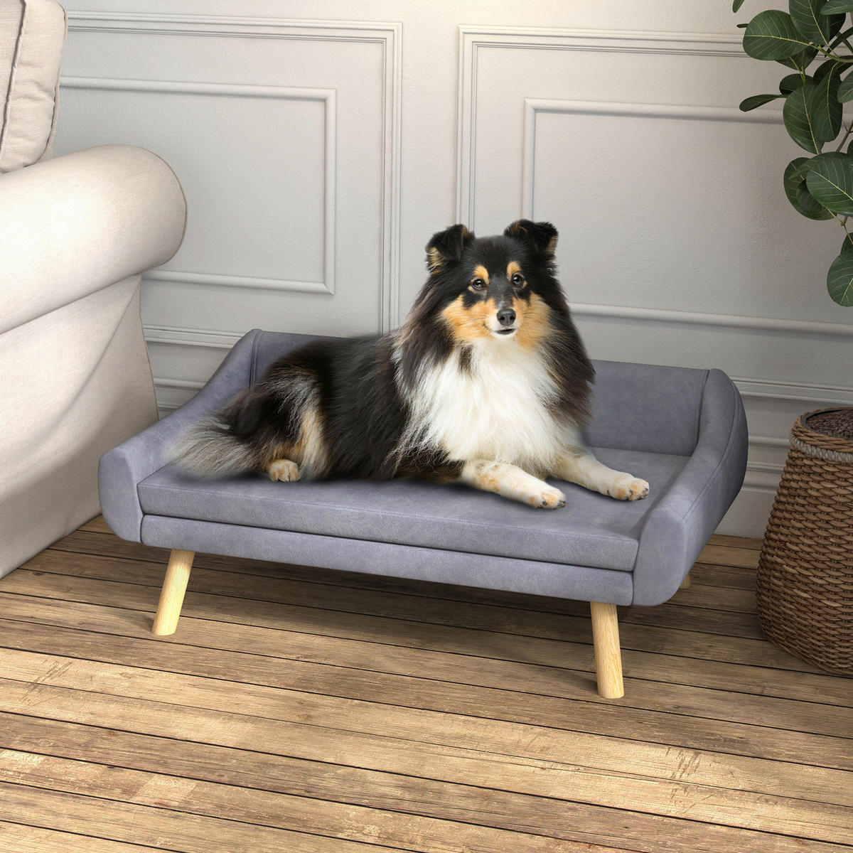PawHut Hunde-Zubehör grau Polypropylen B/H/L: ca. 58,5x102x42,5 cm Hundesofa - grau (42,50/58,50/102,00cm) - PawHut