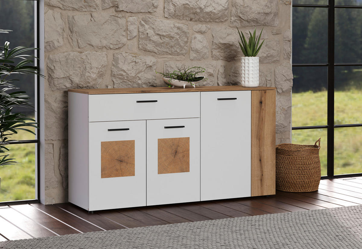 Sideboard Vitoria weiß Eiche Evoke Coast Nachbildung B/H/T: ca. 150x83x42 cm Vitoria - Eiche/weiß (150,00/83,00/42,00cm)