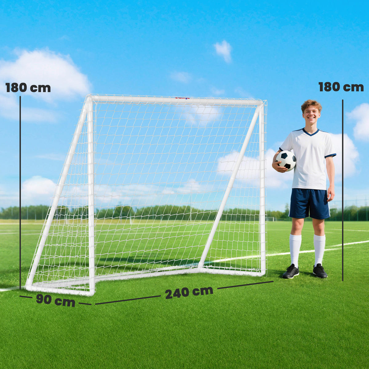 SPORTNOW Fußballtor weiß B/H/L: ca. 90x180x240 cm Fußballtor - weiß (240,00/90,00/180,00cm) - SPORTNOW