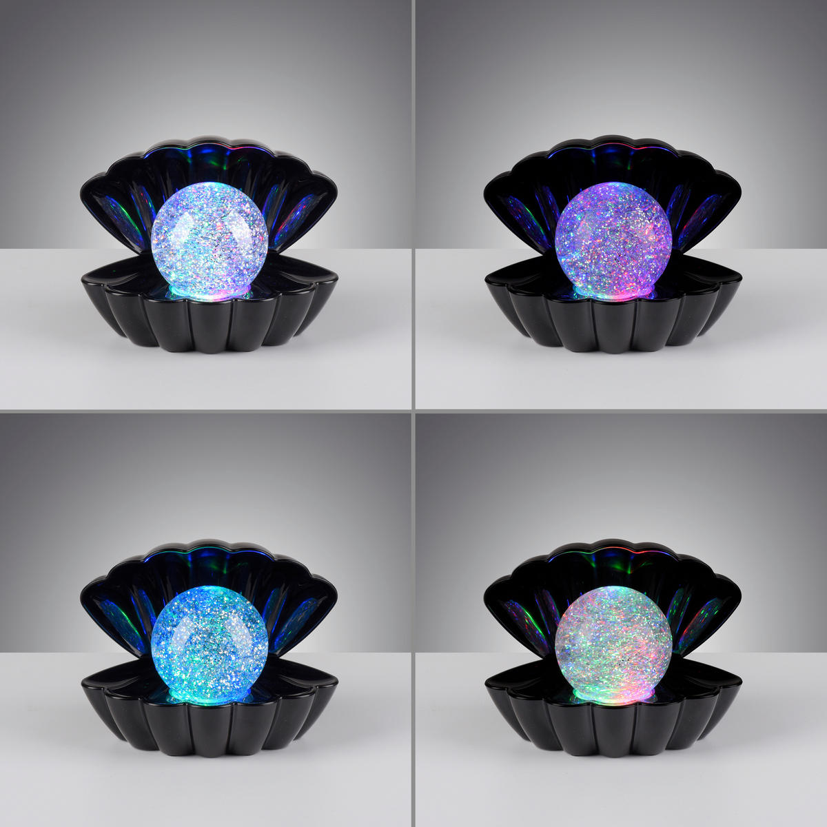 Just Light LED-Dekoleuchte schwarz Kunststoff B/H/D: ca. 18x13x14,8 cm LED-Dekoleuchte_Muschel - schwarz (14,80/13,00cm) - Just Light