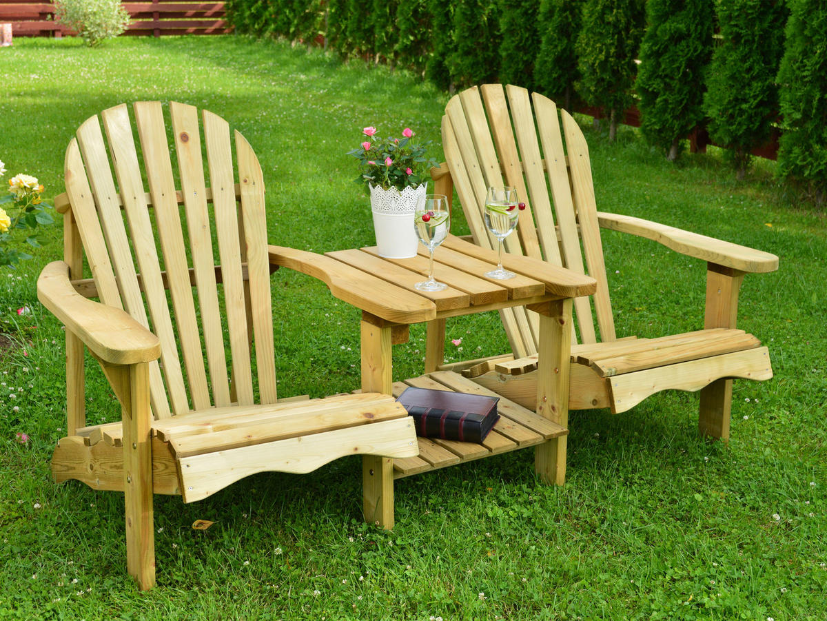 AXI Gartenstuhl 2erSet Valerie natur Holz B/H/T: ca. 173x92x90 cm Valerie - natur (173,00/92,00/90,00cm) - AXI