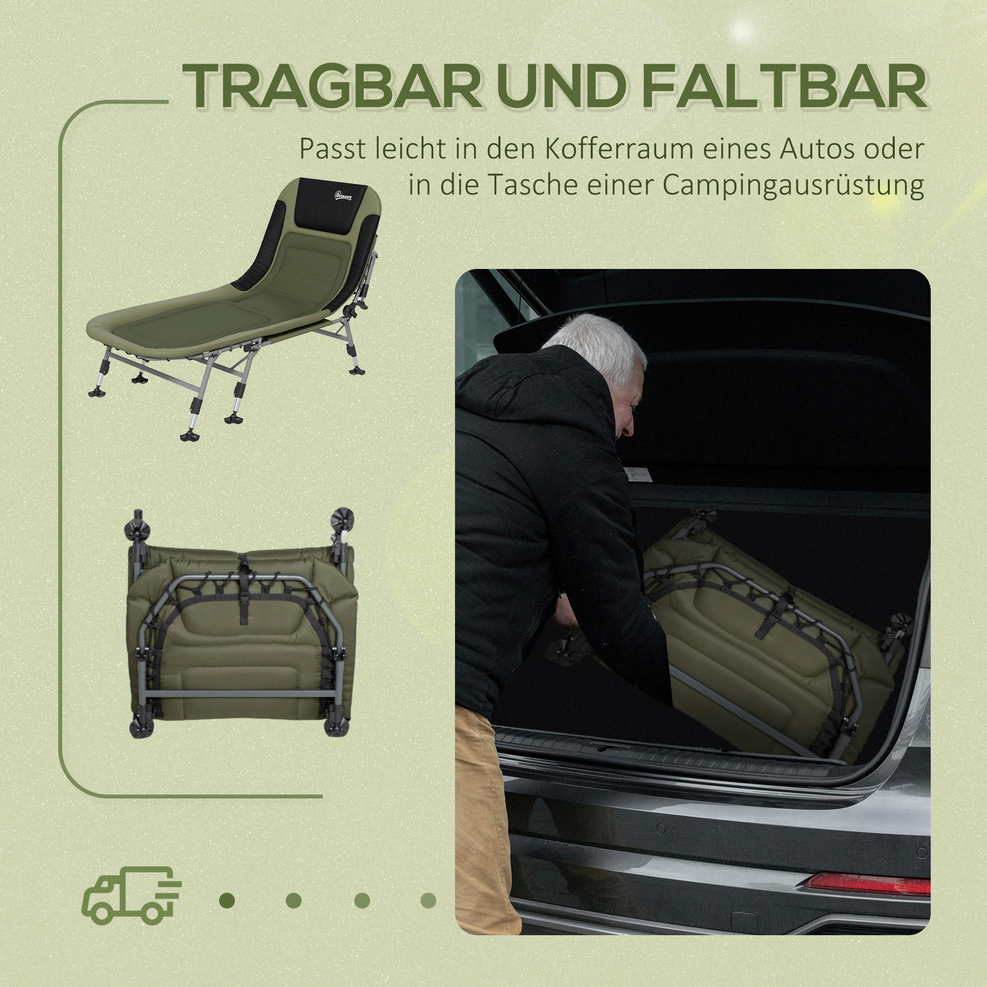 Outsunny Campingbett B/H/L: ca. 85x55x200 cm Campingbett - grün (200,00/85,00/55,00cm) - Outsunny