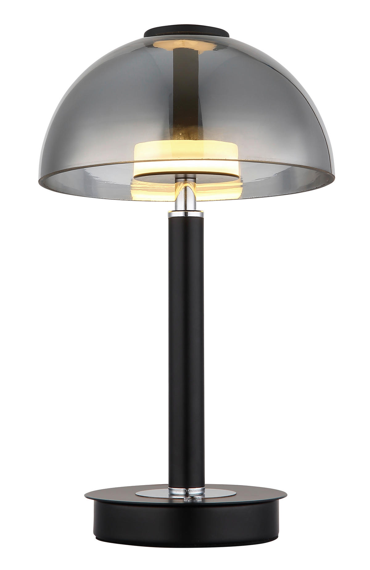 GLOBO LED-Tischleuchte mattschwarz Chrom Rauch Kunststoff Glas Metall H/D: ca. 31,5x18 cm 1 Brennstellen ULDIN - mattschwarz/Rauch (18,00/31,50cm) - GLOBO