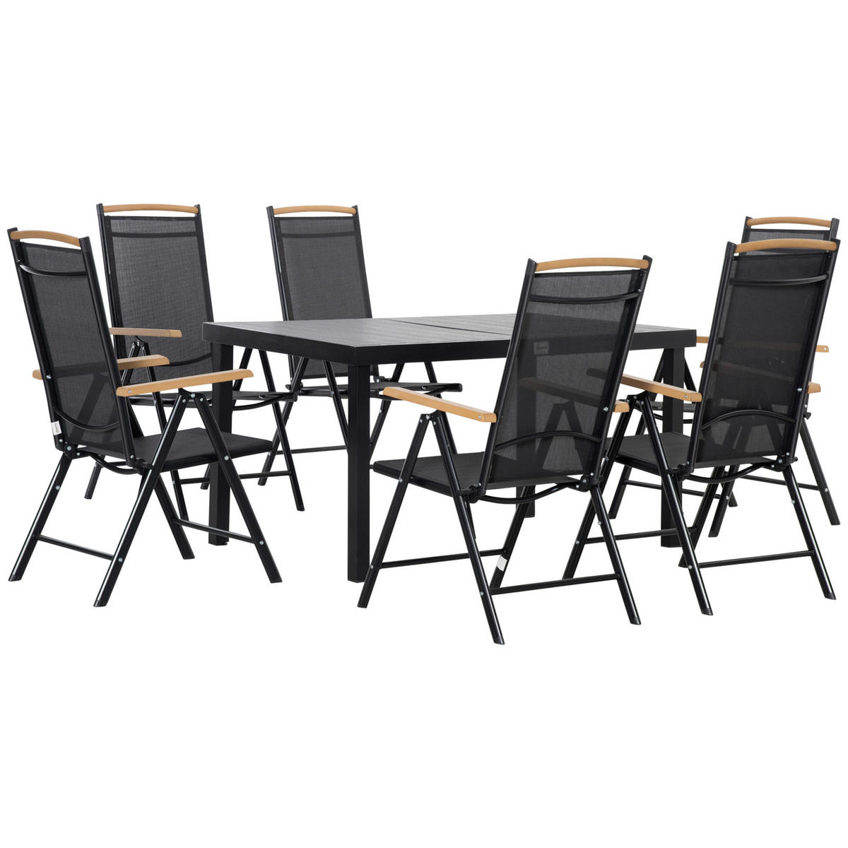Outsunny Gartensitzgruppe schwarz Aluminium B/H/L: ca. 90x74x140 cm Gartensitzgruppe - schwarz (140,00/90,00/74,00cm) - Outsunny