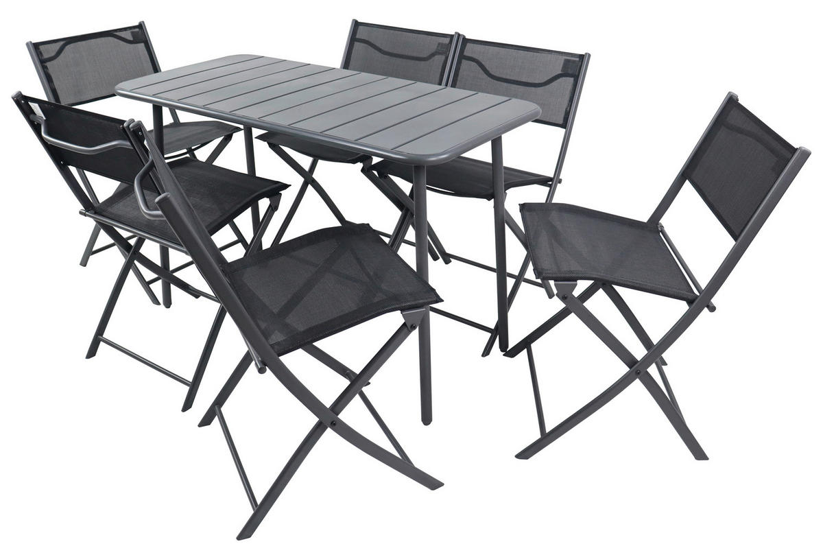 VCM Gartensitzgruppe Sumila schwarz Textilene B/H/L: ca. 45x79x46 cm Sumila - schwarz (46,00/45,00/79,00cm) - VCM