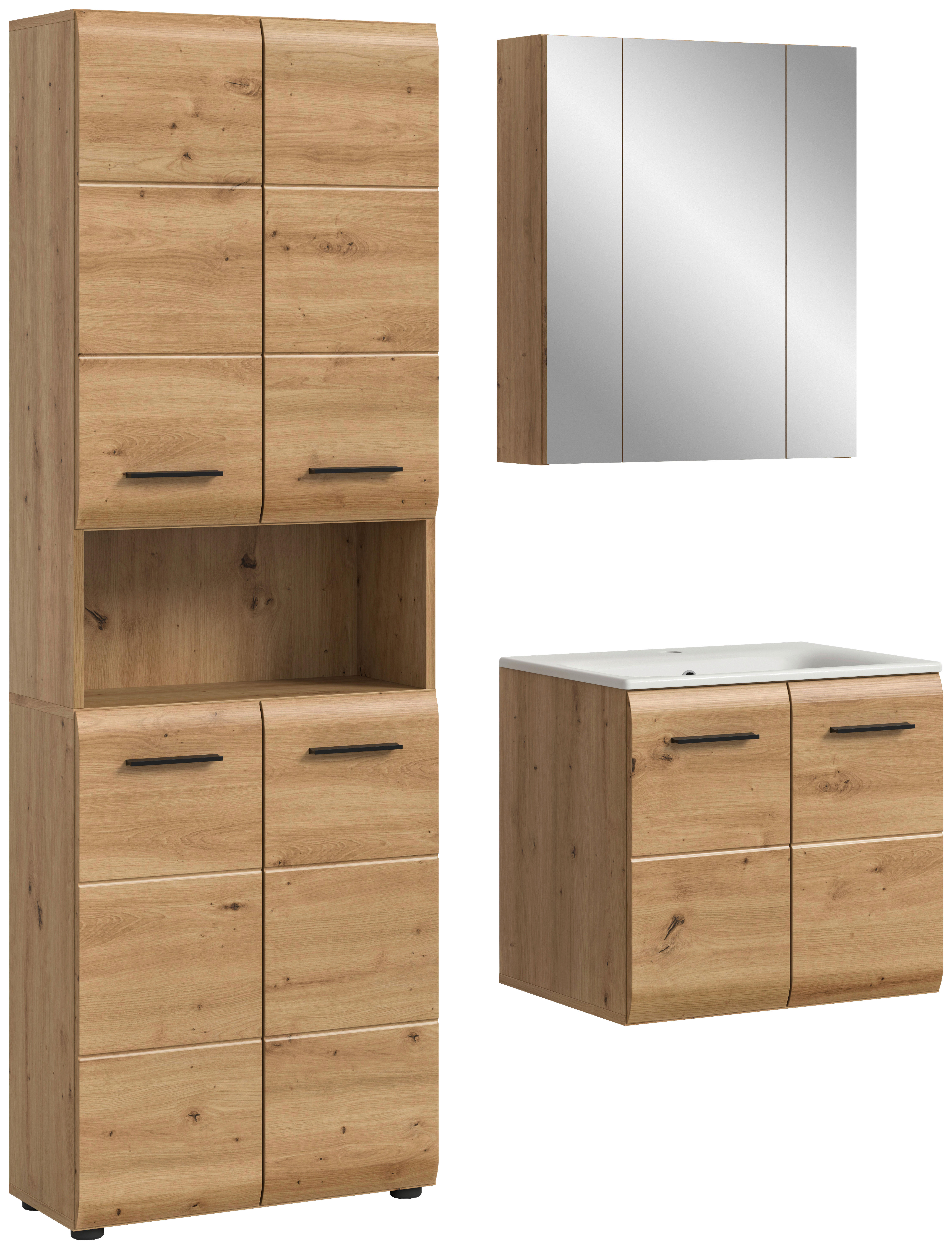 Badezimmer-Set Ice Artisan Oak Nachbildung B/H/T: ca. 135x185x46 cm Ice - (135,00/185,00/46,00cm) - xonox.home