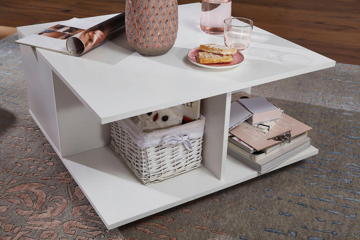 Couchtisch weiß B/H/T: ca. 70x36,5x70 cm Couchtisch - weiß (70,00/36,50/70,00cm) - Wohnling