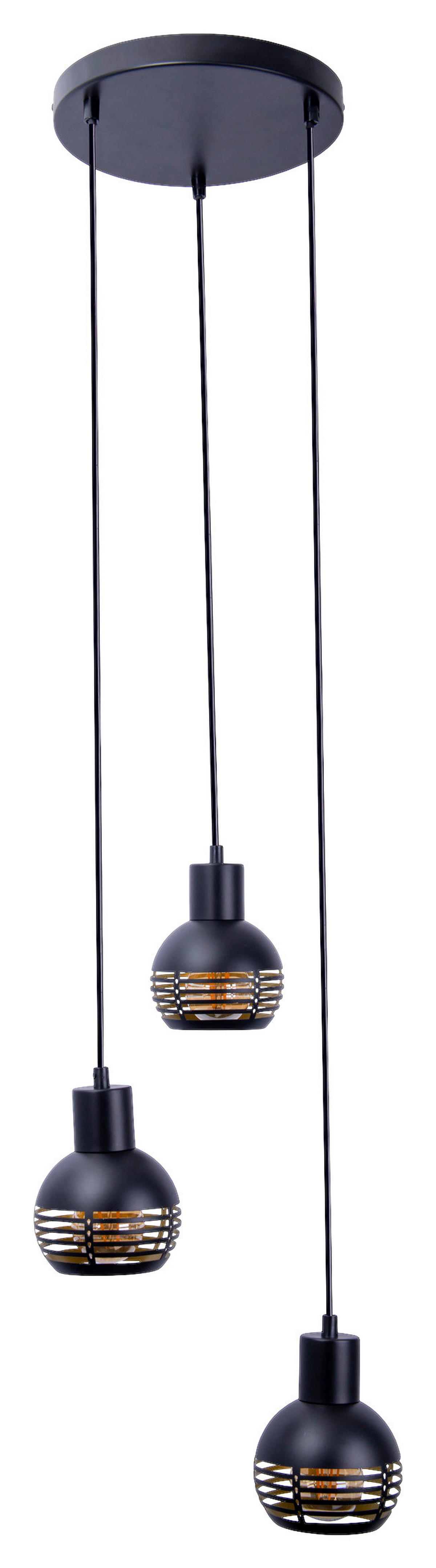 Näve Leuchten Pendelleuchte Casco NV7092622 schwarz Metall H/D: ca. 120x25 cm E27 3 Brennstellen 3er Pendelleuchte "Casco" - schwarz (25,00/120,00cm) - Näve Leuchten
