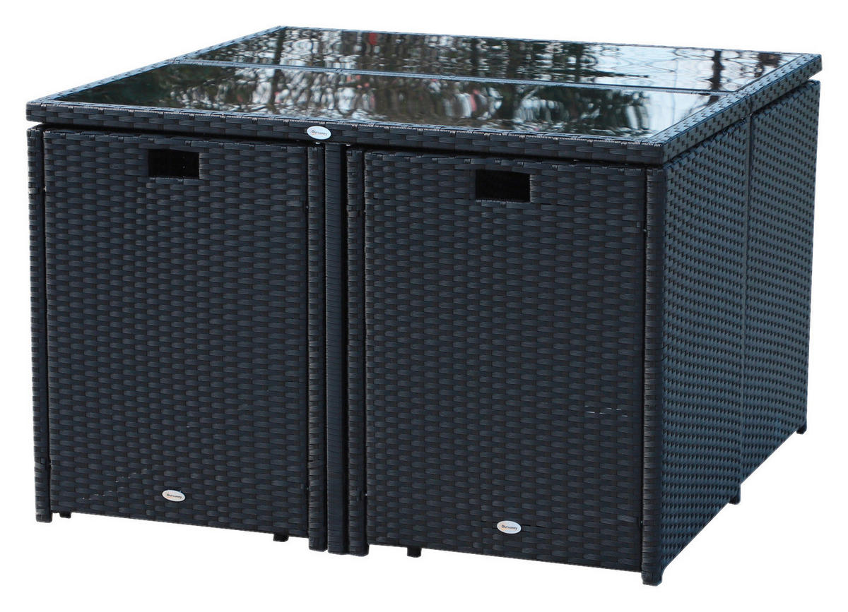 Outsunny Sitzgruppe schwarz Polyrattan Polyrattan_Sitzgruppe - schwarz - Outsunny