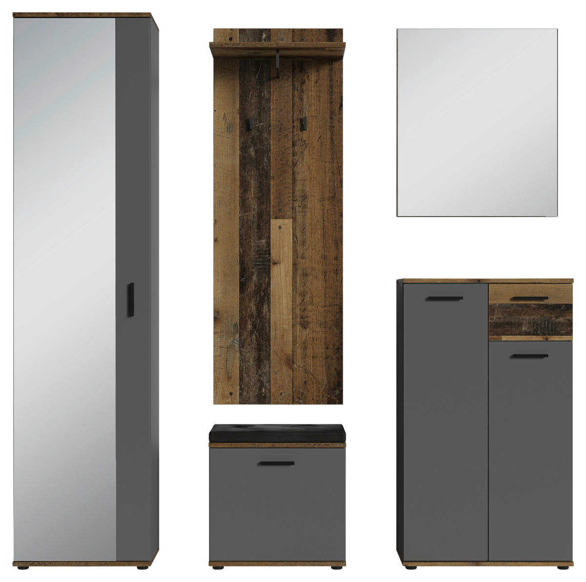 Garderobenset JAKOB Set 5-tlg. anthrazit JAKOB Set 5-tlg. - anthrazit - byLIVING