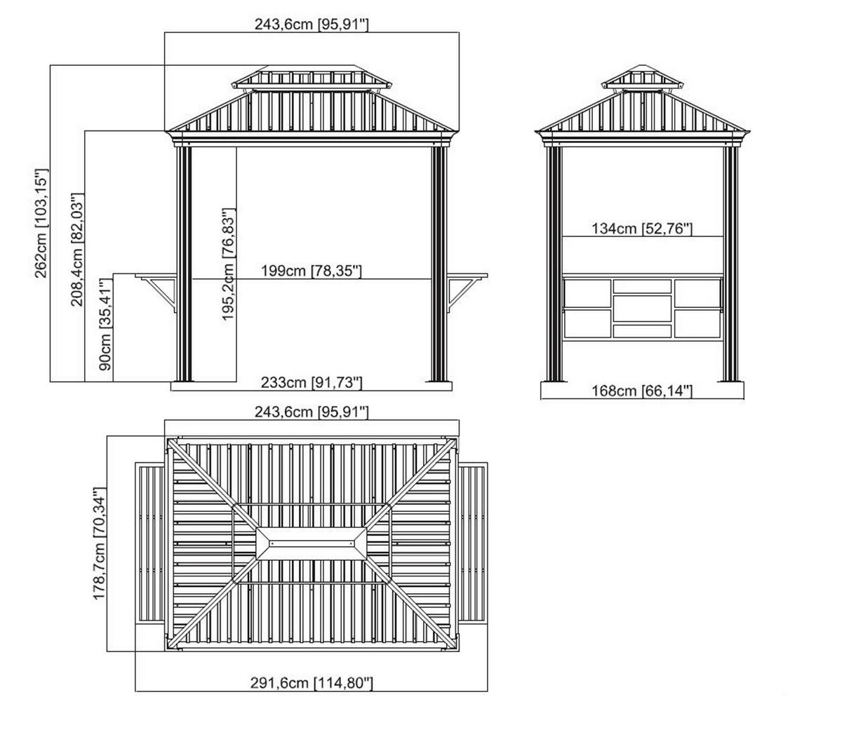 Sojag Pavillon Messina BBQ anthrazit Stahl B/H/L: ca. 292x262x179 cm Messina BBQ - anthrazit (179,00/292,00/262,00cm) - Sojag