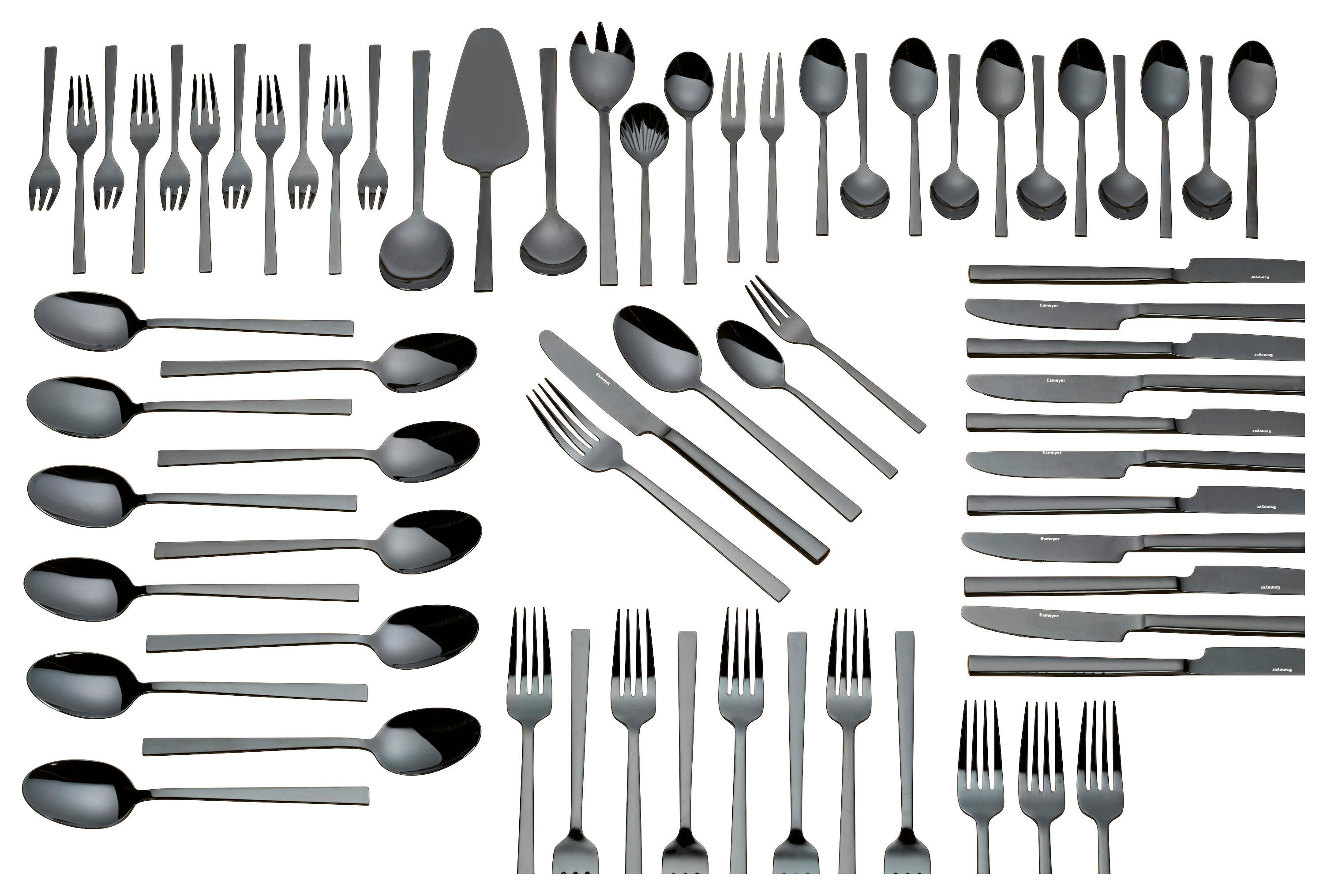 Esmeyer Besteck-Set Nostalgie – 24-teilig Aus Edelstahl 18/0, Schwarze Griffe, Im Geschenkkarton