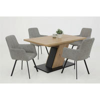 Essgruppe Gesa II grau Eiche Holzwerkstoff B/H/T: ca. 180x76x90 cm Gesa II - Eiche/grau (180,00/76,00/90,00cm) - Hela