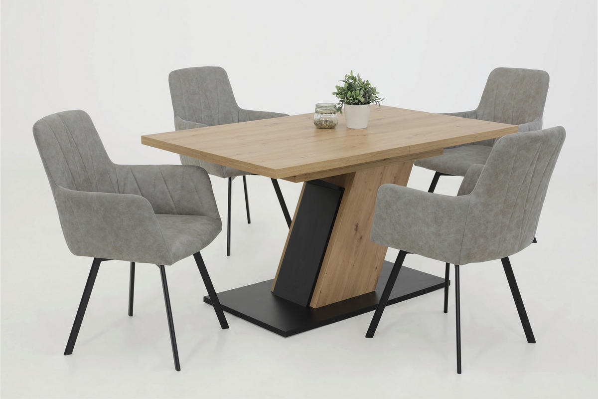 Essgruppe Gesa II grau Eiche Holzwerkstoff B/H/T: ca. 180x76x90 cm Gesa II - Eiche/grau (180,00/76,00/90,00cm) - Hela