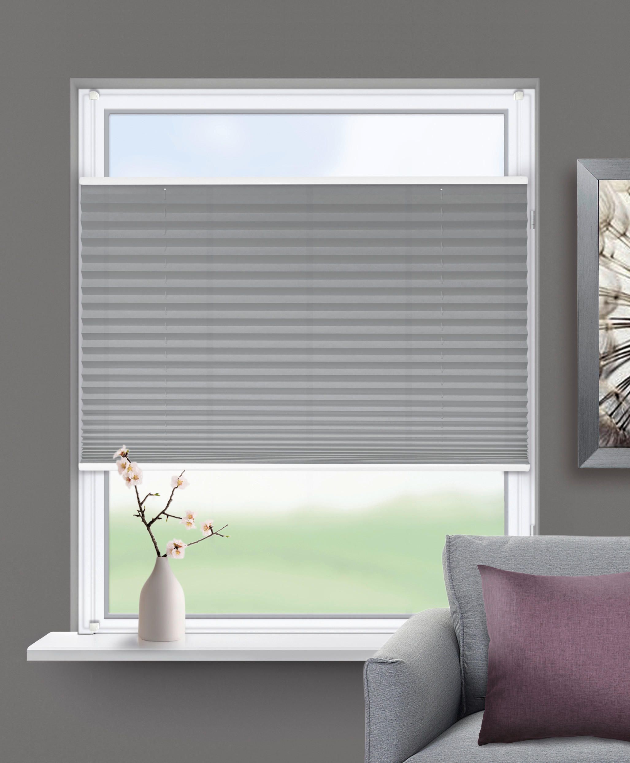 Thermo Spann-Plissee Verdunklungsqualität anthrazit B/L: ca. 90x130 cm Spannplissee_Thermo - anthrazit (90,00/130,00cm) - ACUS design collection